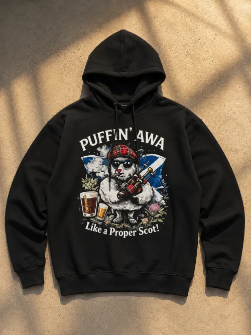 Puffin Awa Scotland Black Hoodie