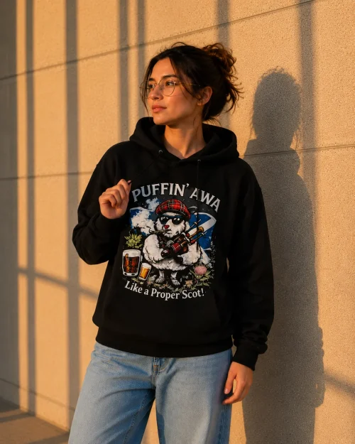 Puffin Awa Scotland Black Hoodie